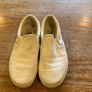 Vans women 5.5 men 4 white canvass shoes